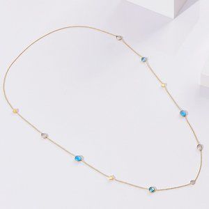 18K Gold Tone Semiprecious Stones Strand Necklace